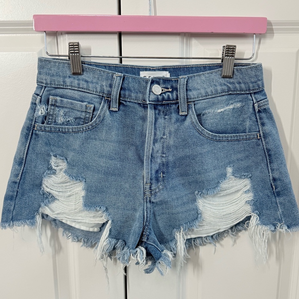 Cello Button Closure Distressed Denim Shorts - Sm… - image 1